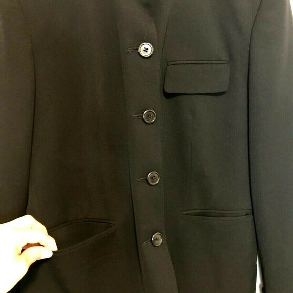 Ralph Lauren Faux Fur Neckline Black Wool Career Button Blazer - Picture 2 of 9